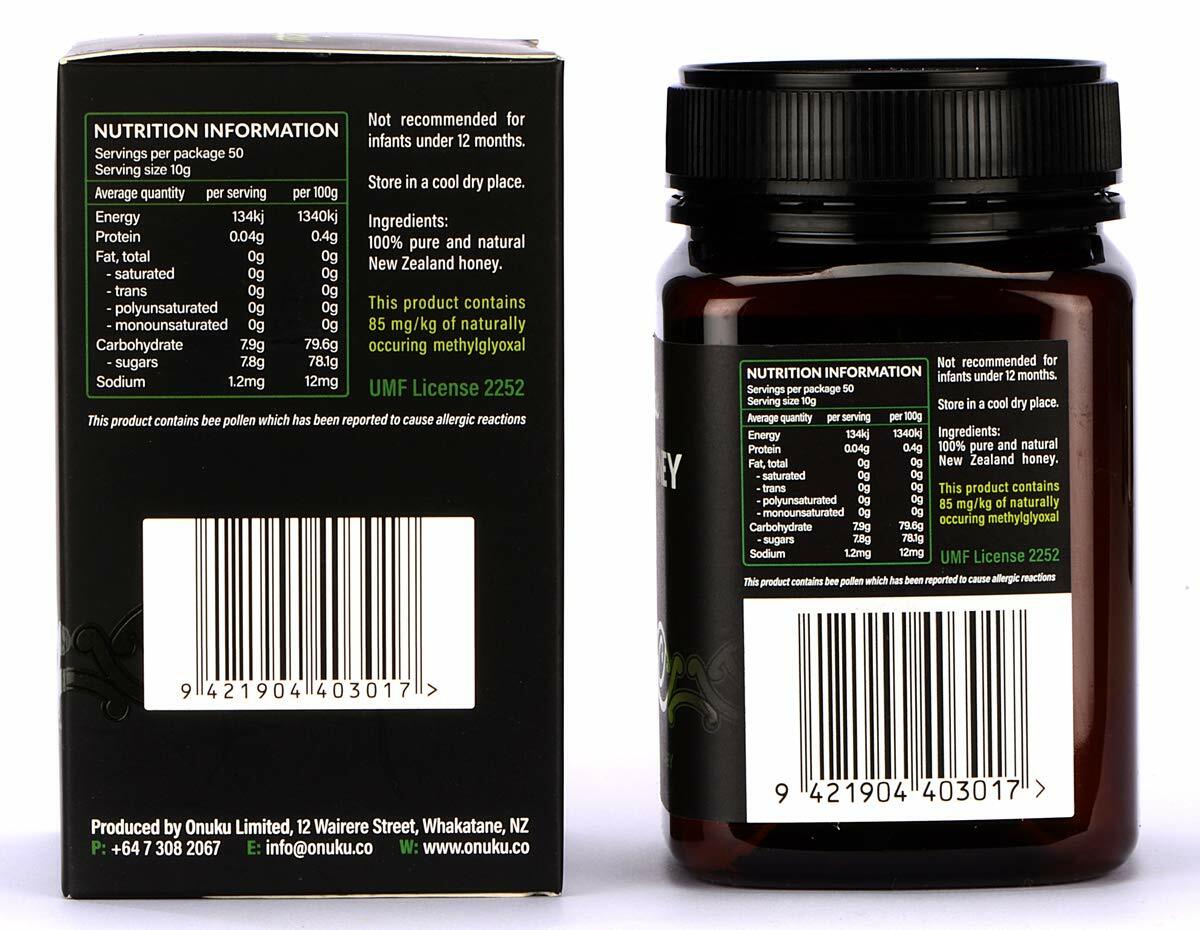 Onuku Manuka Honey Certified UMF 5+ (MGO 85+), New Zealand, 500g (17.64z)
