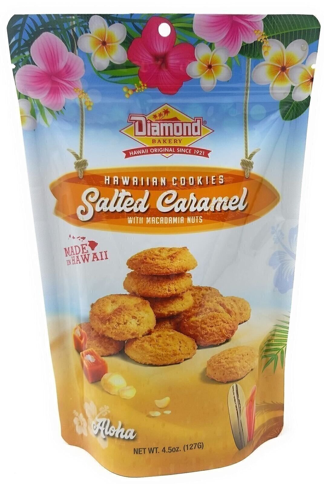 Diamond Bakery Hawaiian Cookies Salted Caramel with Macadamia Nuts 4.5 oz.