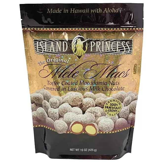 Island Princess Mele Macs Toffee Chocolate Macadamia Nuts 15oz