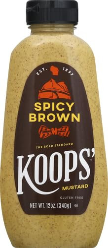 Koops Spicy Brown Mustard 12 Ounce Bold Flavor Condiment Squeeze Bottle