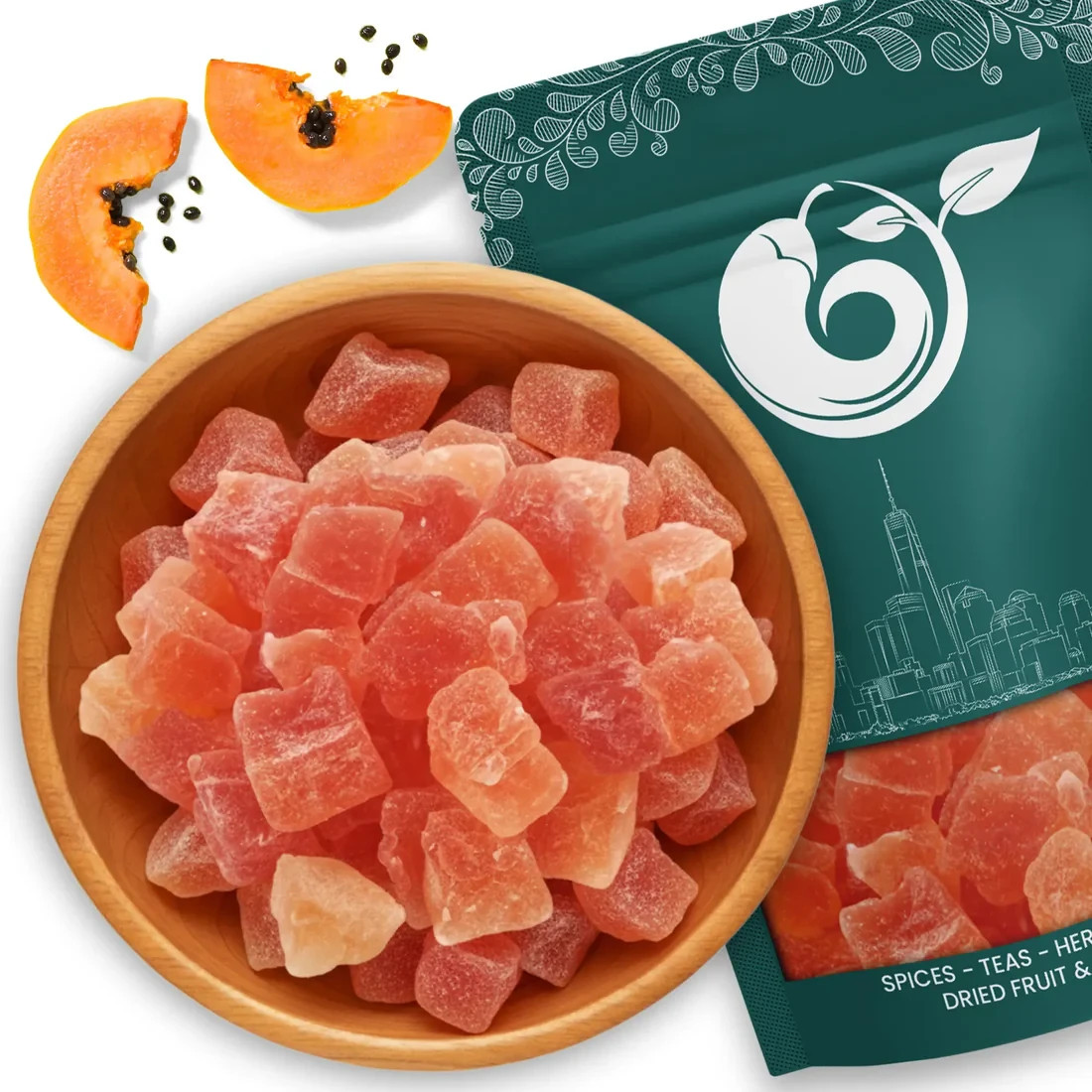 Natural Dried Papaya Chunks, Dried Fruit FREE SHIP