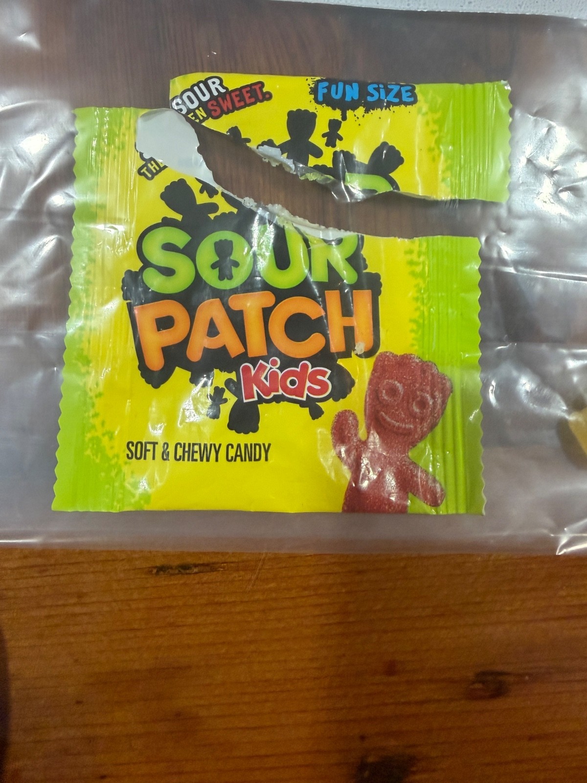 Rare Sour Patch Kid Factory error red and yellow lightning bolt
