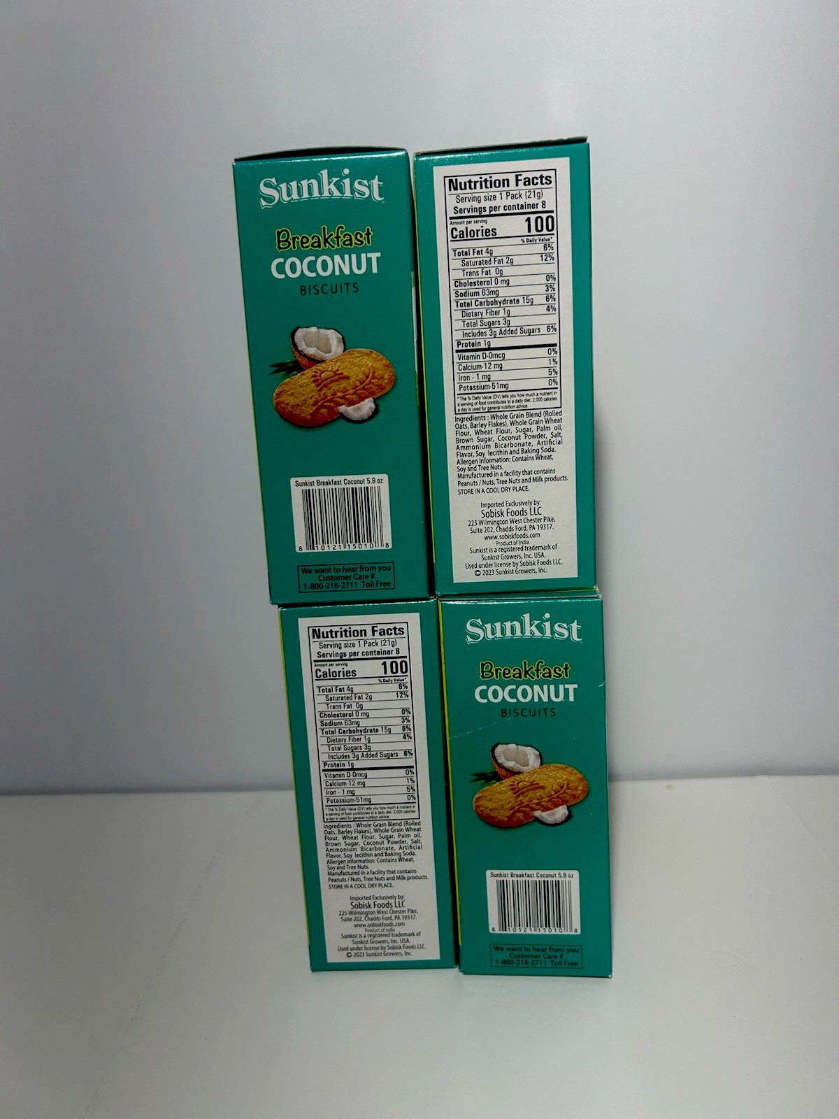 4 Boxes Sunkist Breakfast Coconut Biscuits Exp 05/27/2027
