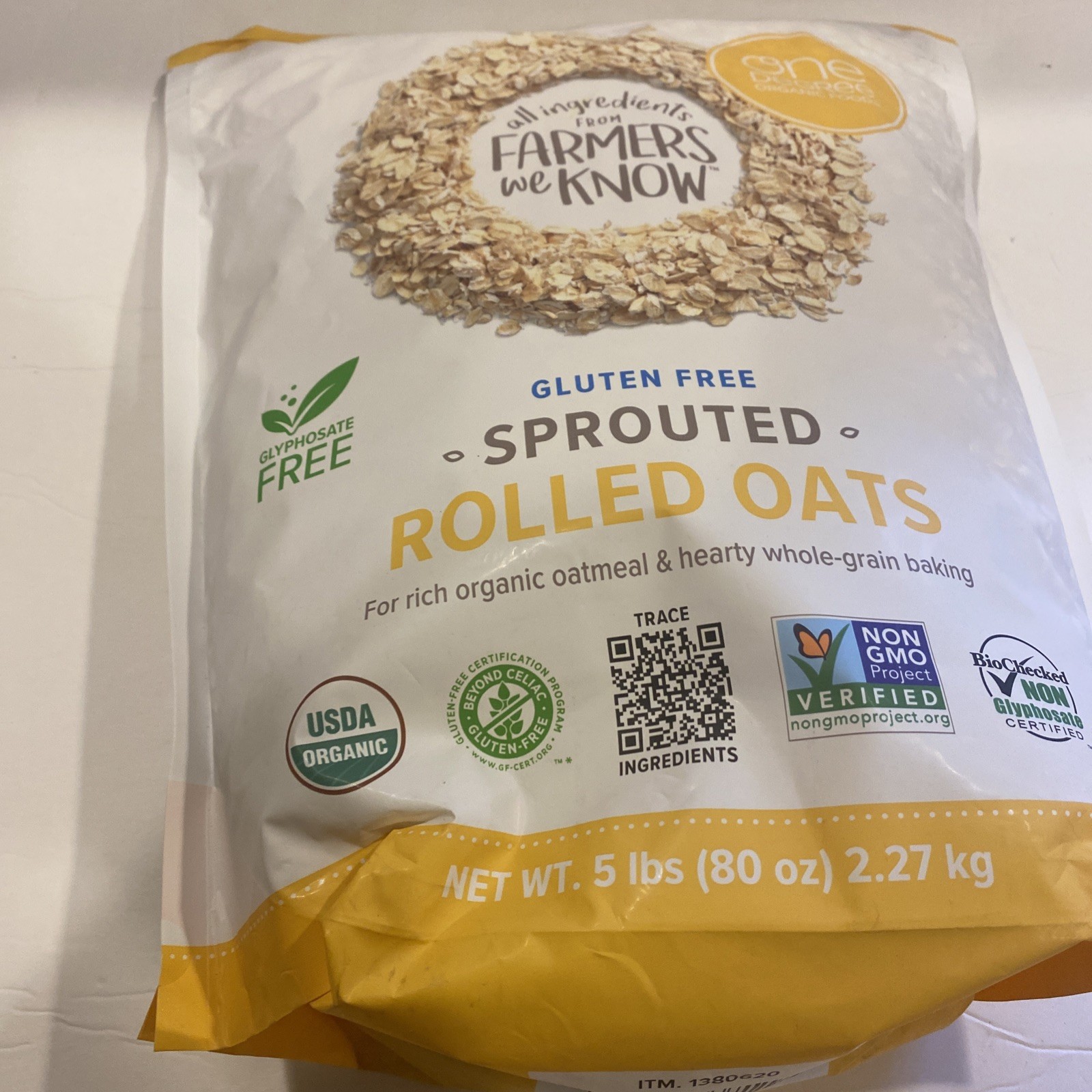 One Degree Gluten Free Sprouted Rolled Oats 5 lbs.