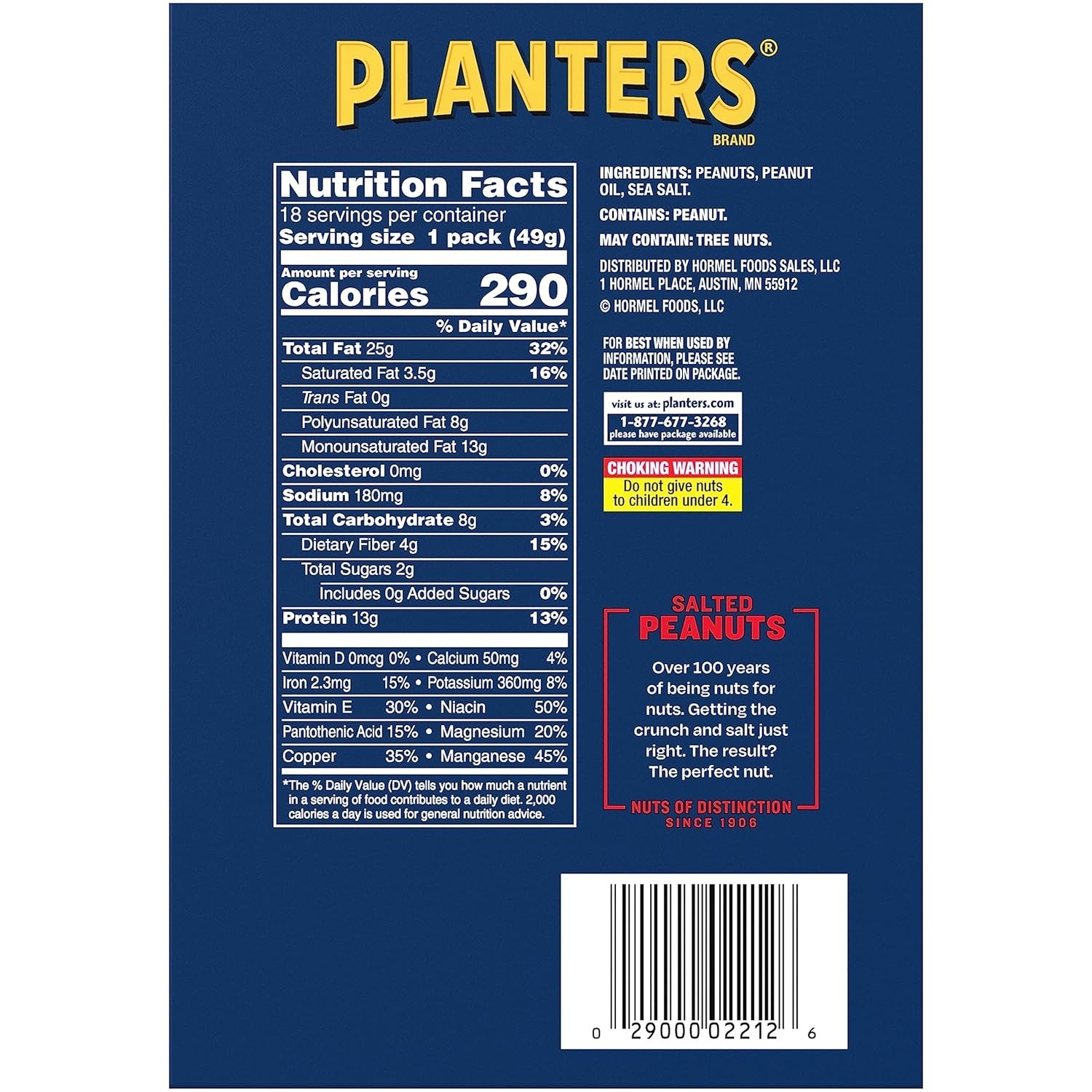 On-the-Go Crunch: 1.75 oz Salted Peanuts, Pack of 18 – Nutrient-Rich Snacking
