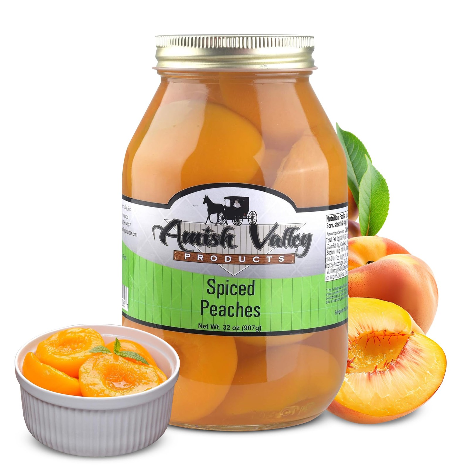 Amish Valley Products Old Fashioned SPICED Peaches Halves 2 Pound (Pack of 1)