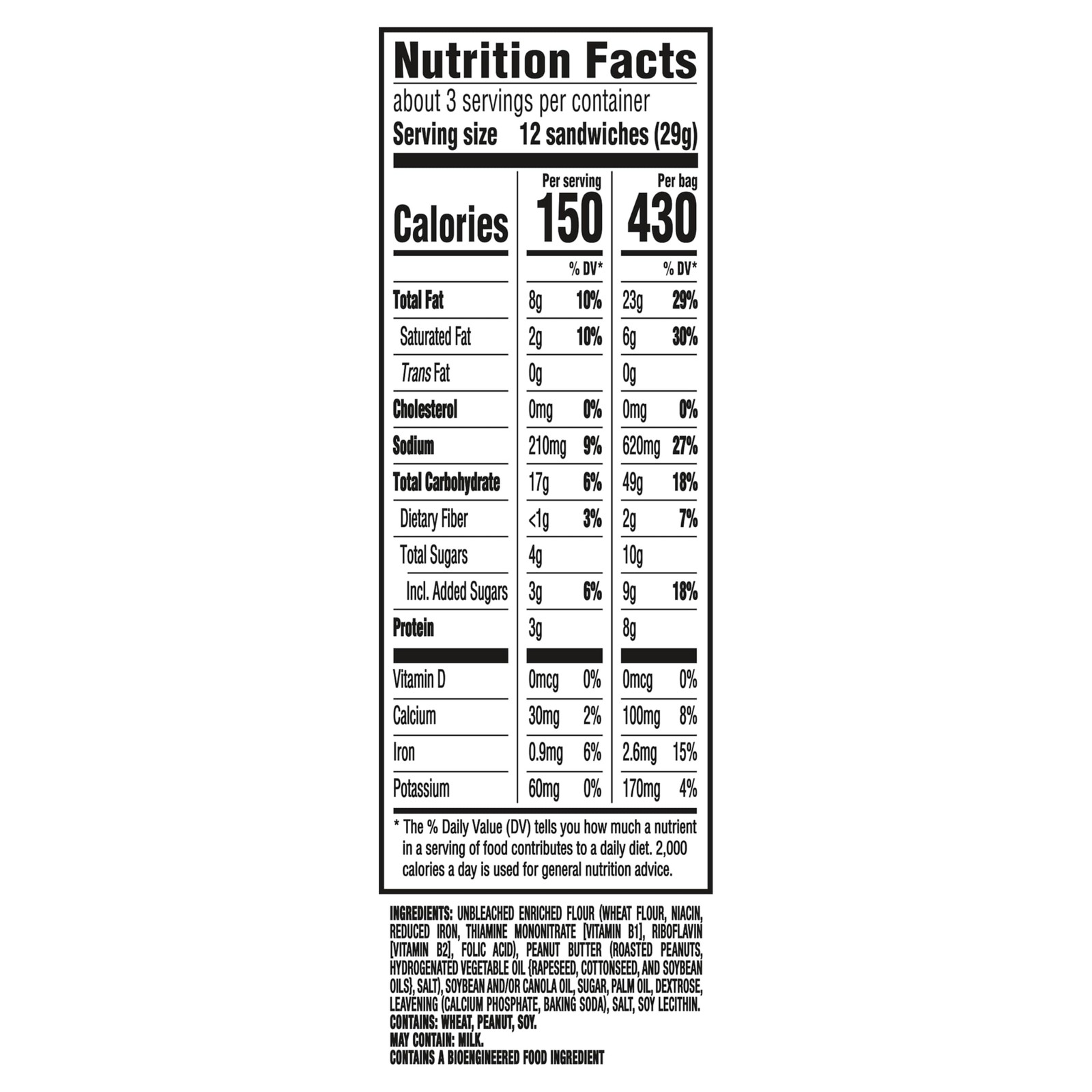 RITZ Bits Peanut Butter Sandwich Crackers, Snacks for 3 Ounce (Pack of 12)