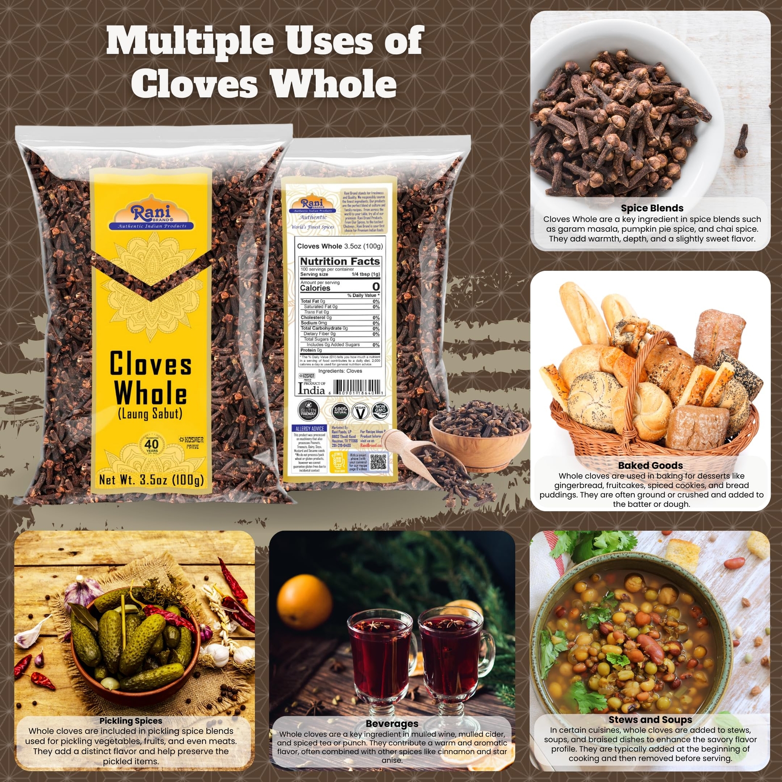 Rani Cloves Whole (Laung) 3.5oz (100g)