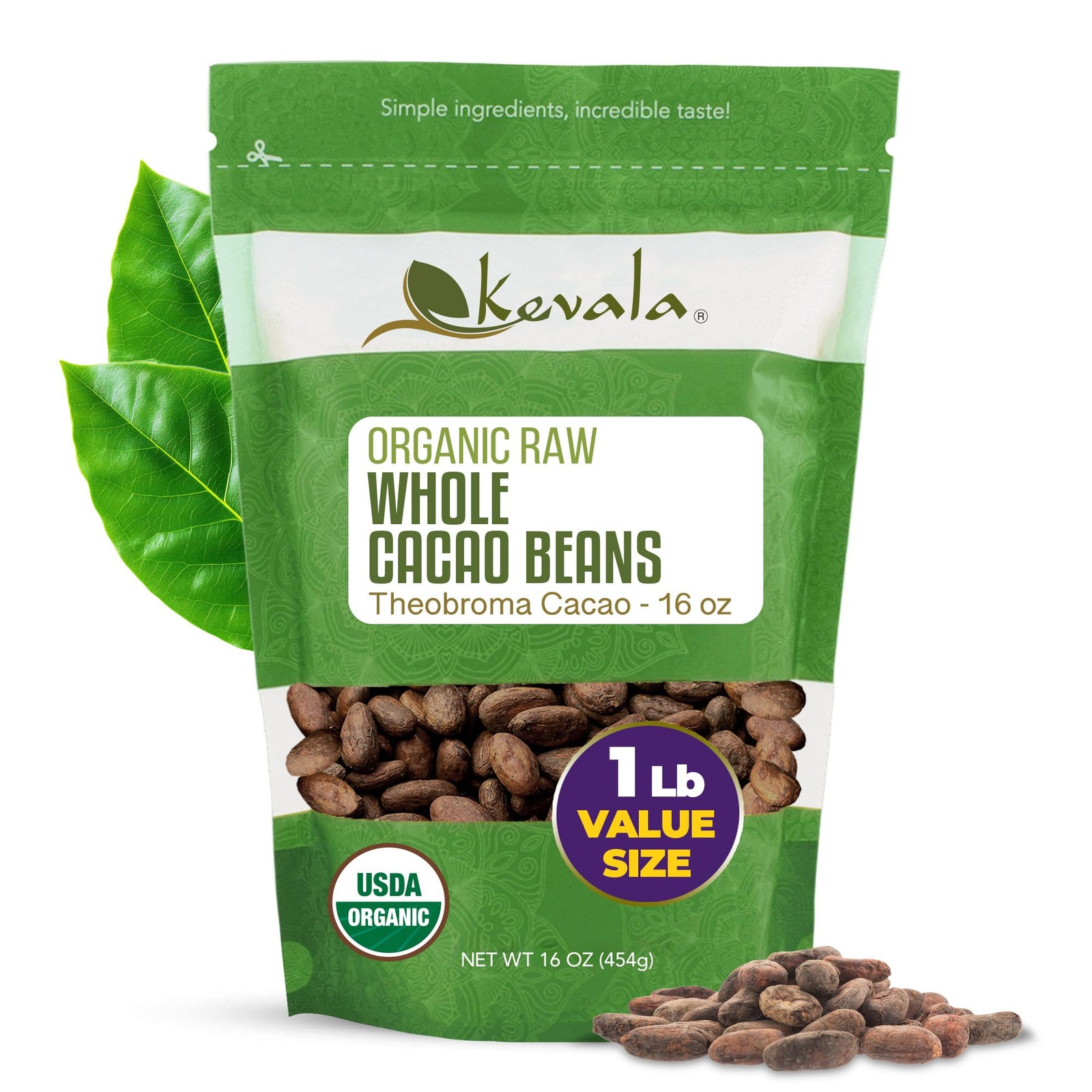 Organic Cacao Beans – 1 lb, Sugar Free Base for Vegan Chocolate