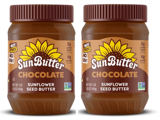 SunButter Chocolate Sunflower Seed Butter, Regular 16 oz Jar (2-Pack)