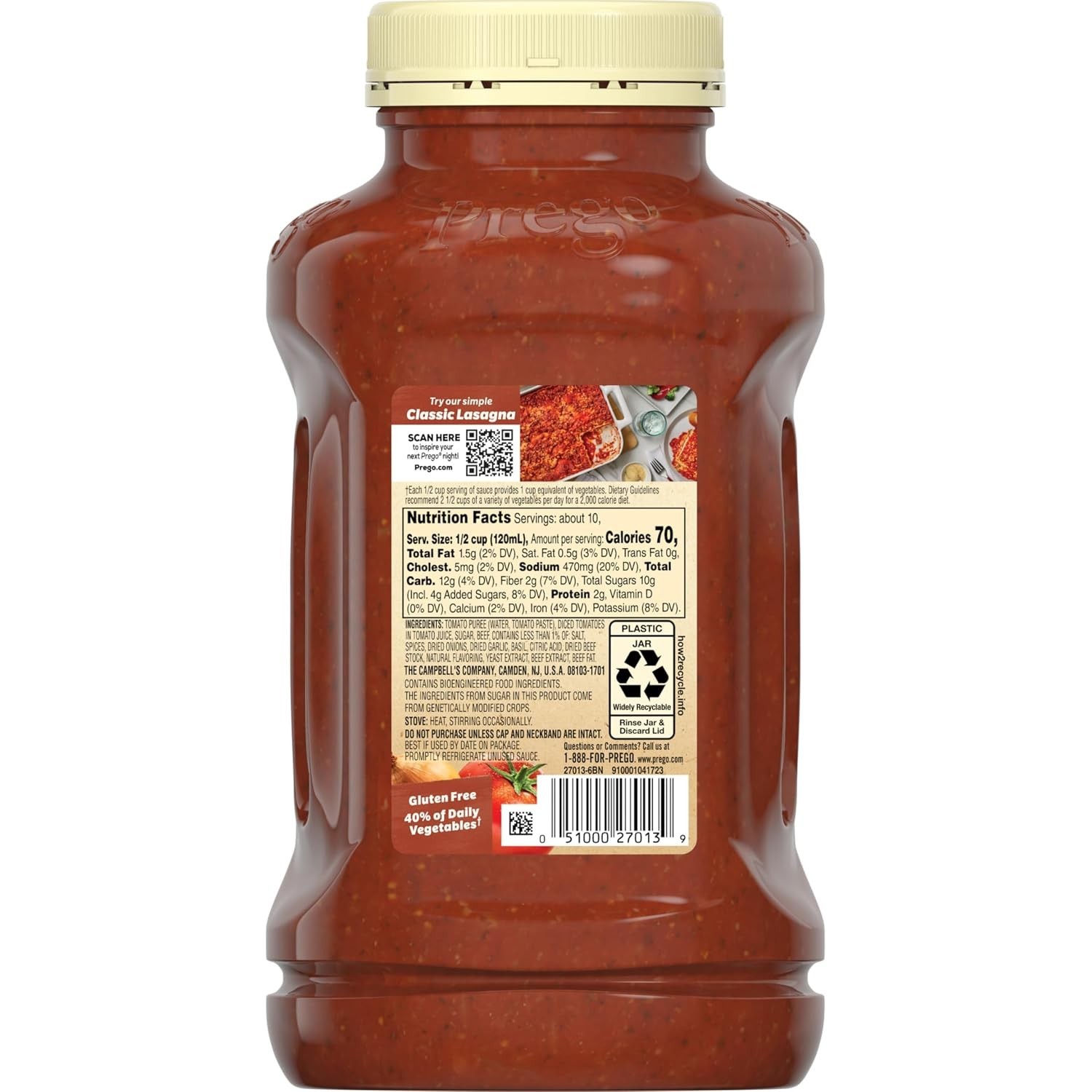 Italian Tomato Pasta Sauce Flavored With Meat, 45 OZ Jar Case of 6