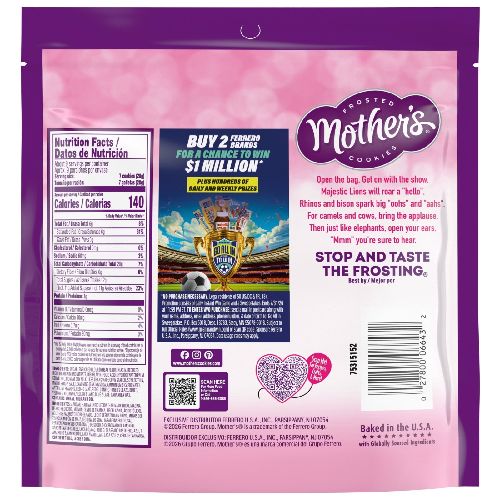 Mother’s Circus Animal Cookies Frosted Rainbow Sprinkles 9 oz 3 Pack