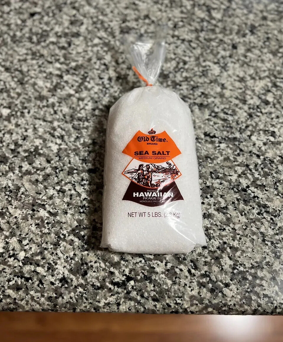 Pure Hawaiian Sea Salt 5 LB Old Time Classic Natural Medium Grain New Sealed