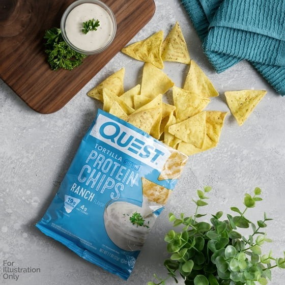 Quest Tortilla Style Protein Chips, Ranch, Baked, Gluten Free, 4 Count…