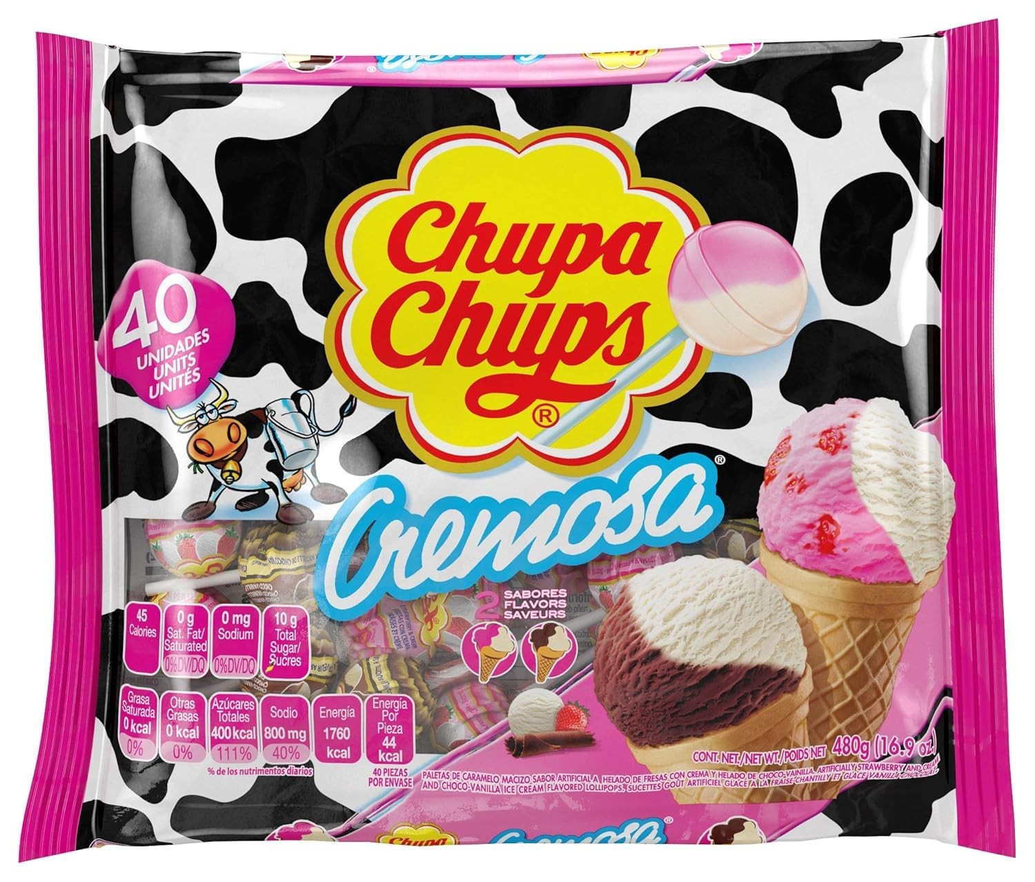 Chupa Chups Cremosa Holiday Candy Lollipop Variety 40 Count (Pack of 1)