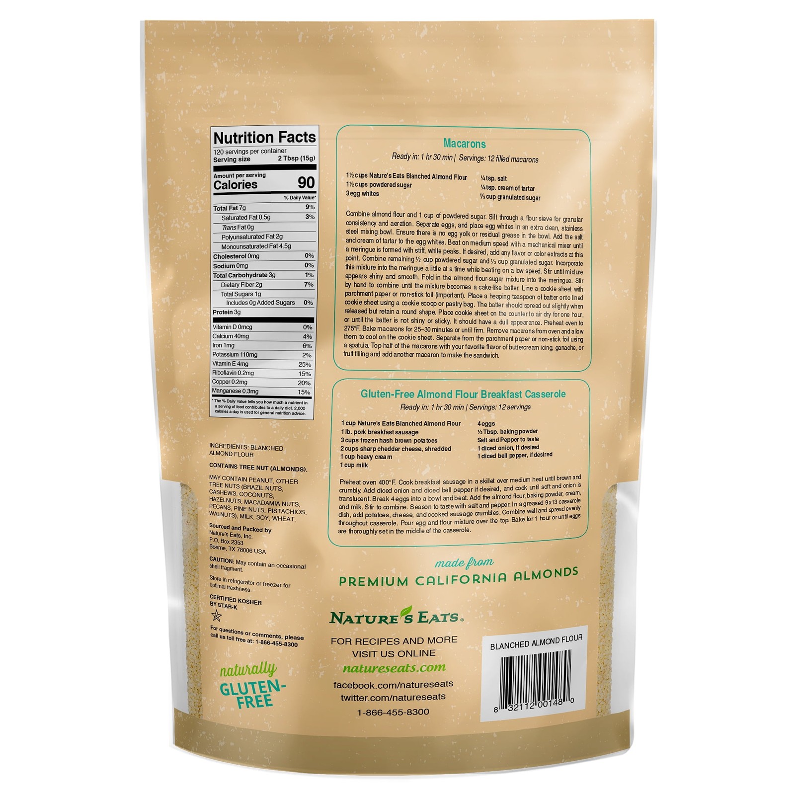 Nature’s Eats Blanched Almond Flour, 4 Lb NON-GMO Project Verified 100% Natural