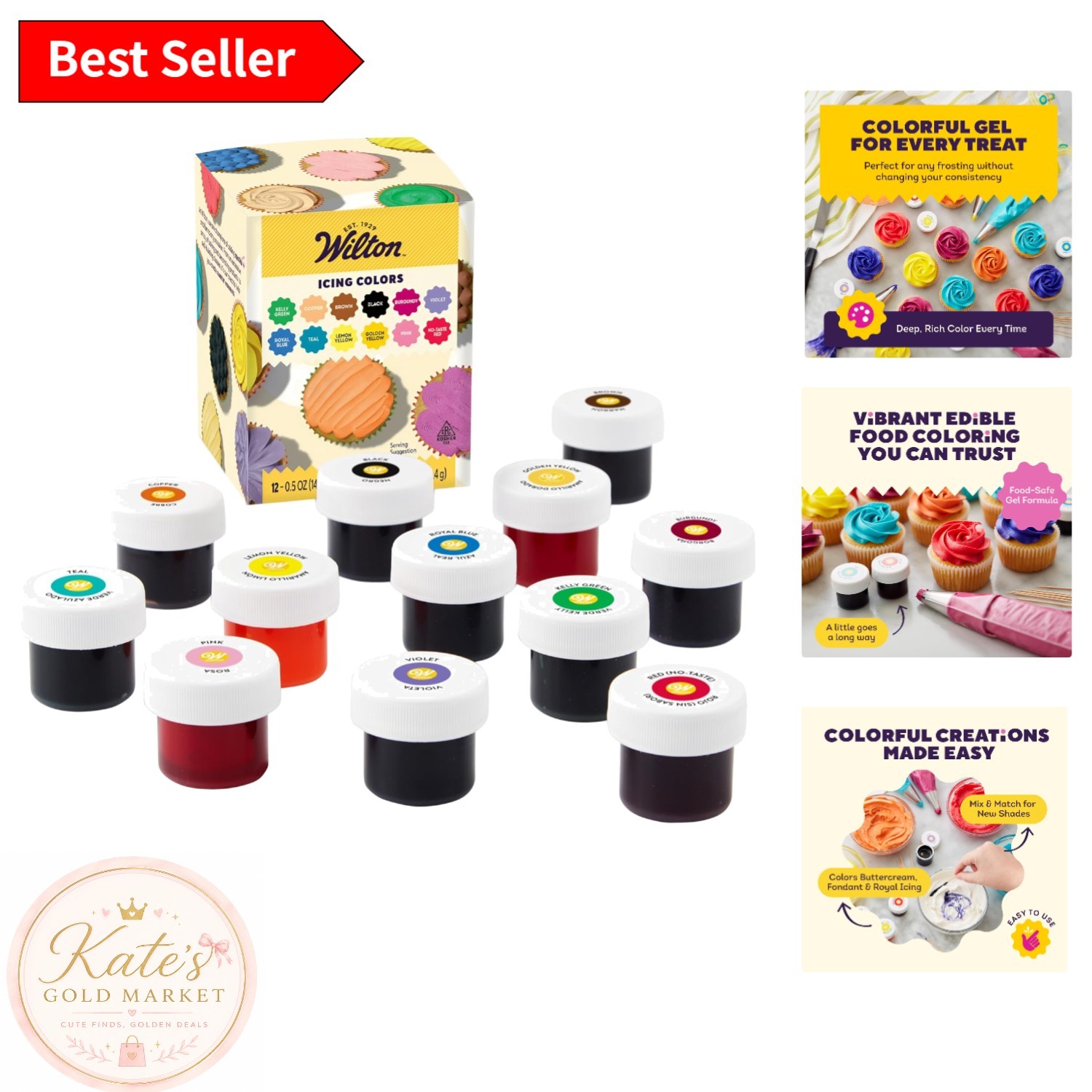 12-Piece Edible Gel Food Coloring Set – Mixable Shades for Vibrant Baking
