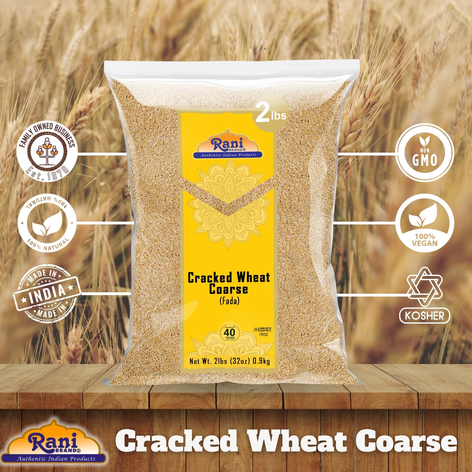 Rani Cracked Wheat Coarse (Fada / Commonly called Bulgur #2) 32oz (2lbs) 907g