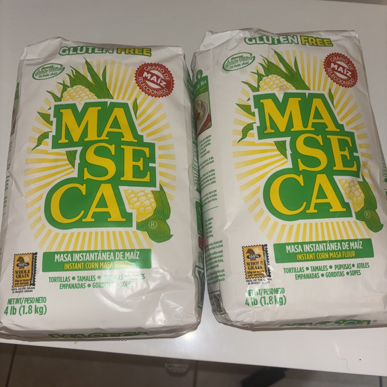 Maseca Gluten-Free Instant Corn Masa Flour 4lb oz Pack of 2