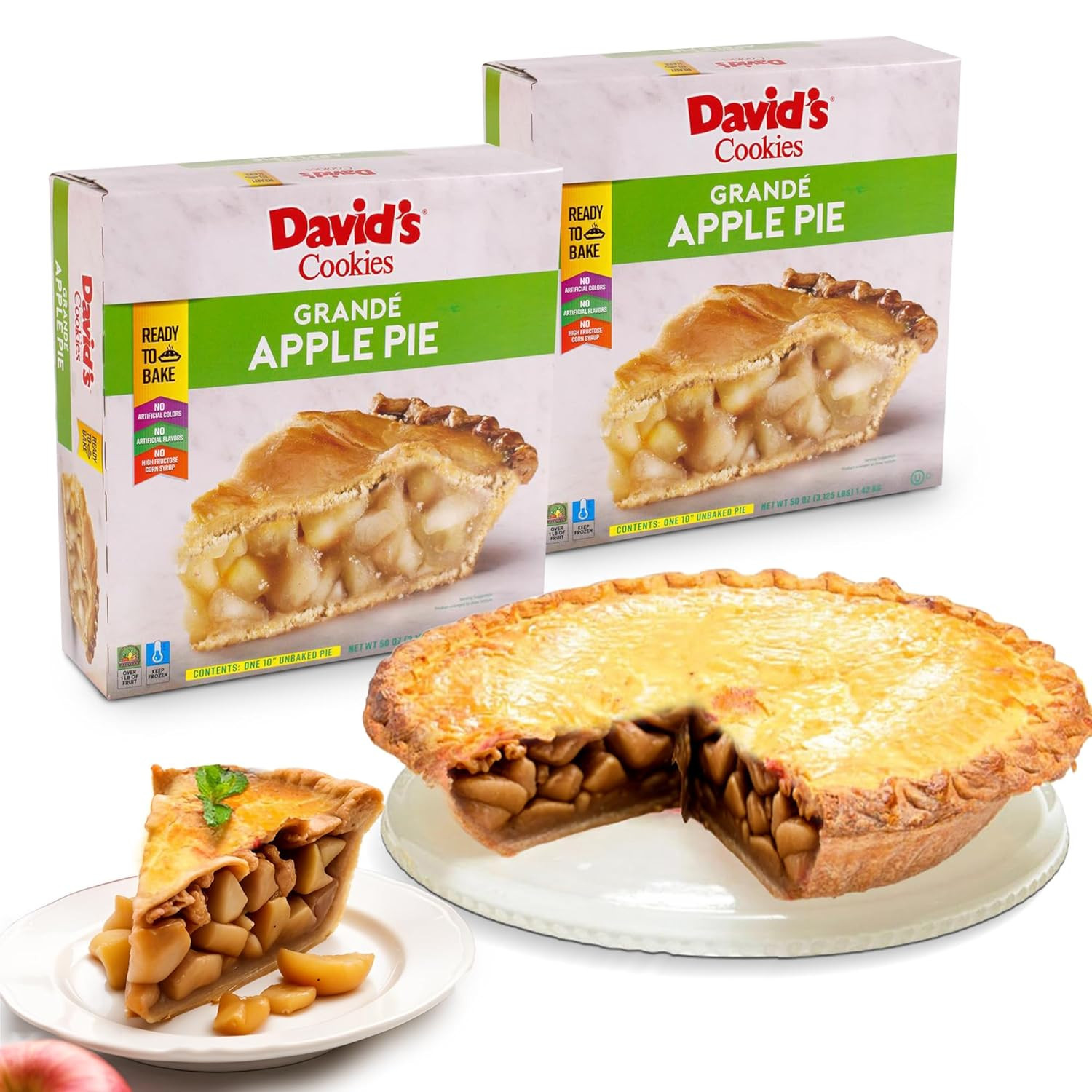 David’s Cookies Grandé Apple Pie 10″ 2-Pack Ready to Bake Gourmet Dessert Gift