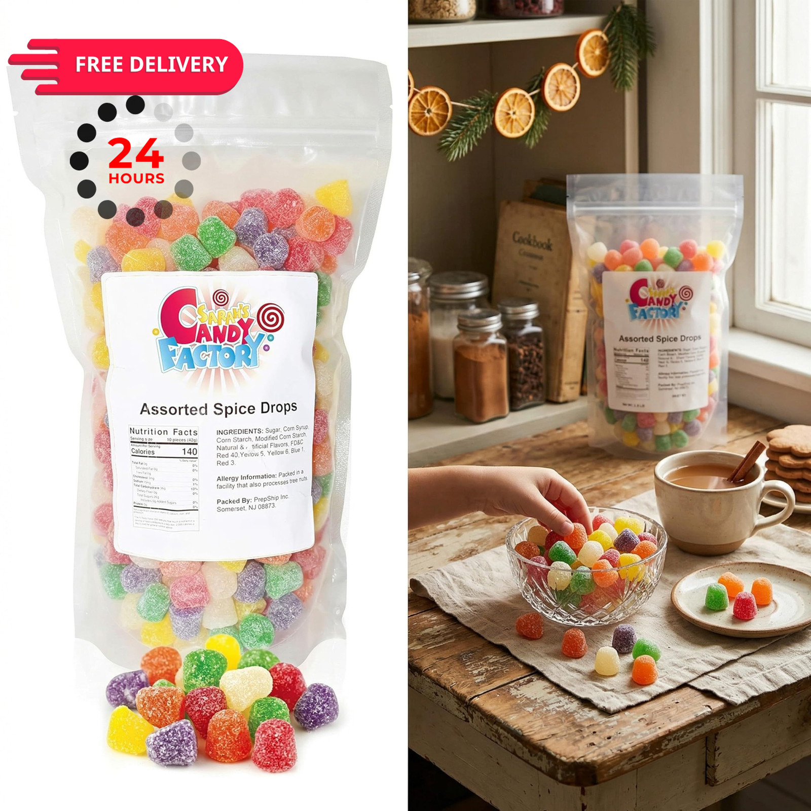 Assorted Spice Drops Traditional Gummy Candy, 1 Lb 1 Pound (Pack of 1)