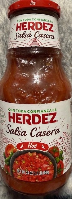 HOT HERDEZ CASERA HOT SALSA Authentic Mexican; 24 oz Glass Jar/Bottle SPICY