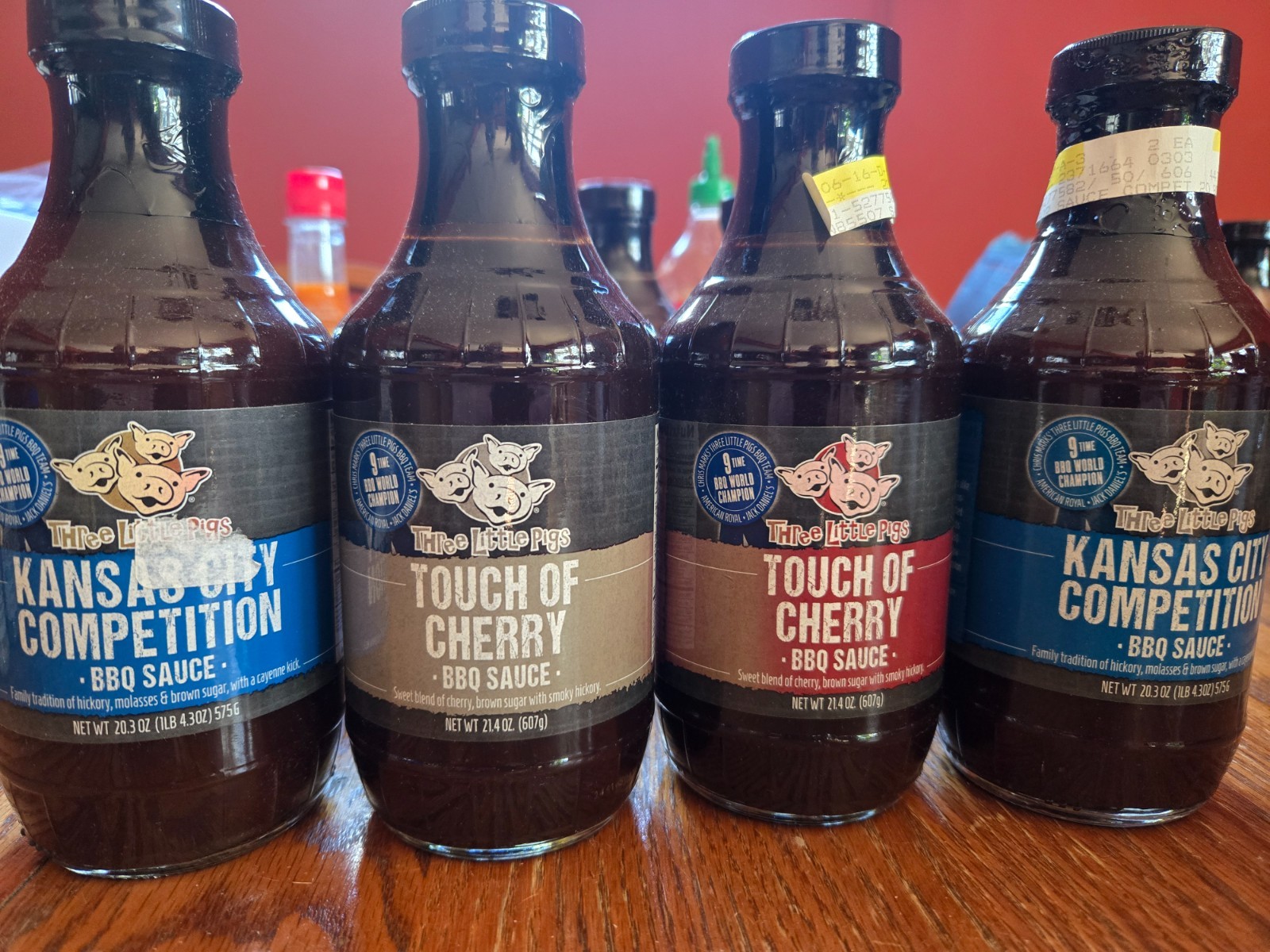 Lot of 4 X Three Little Pigs KC Competition + Touch of Cherry BBQ Sauce Gift Pac