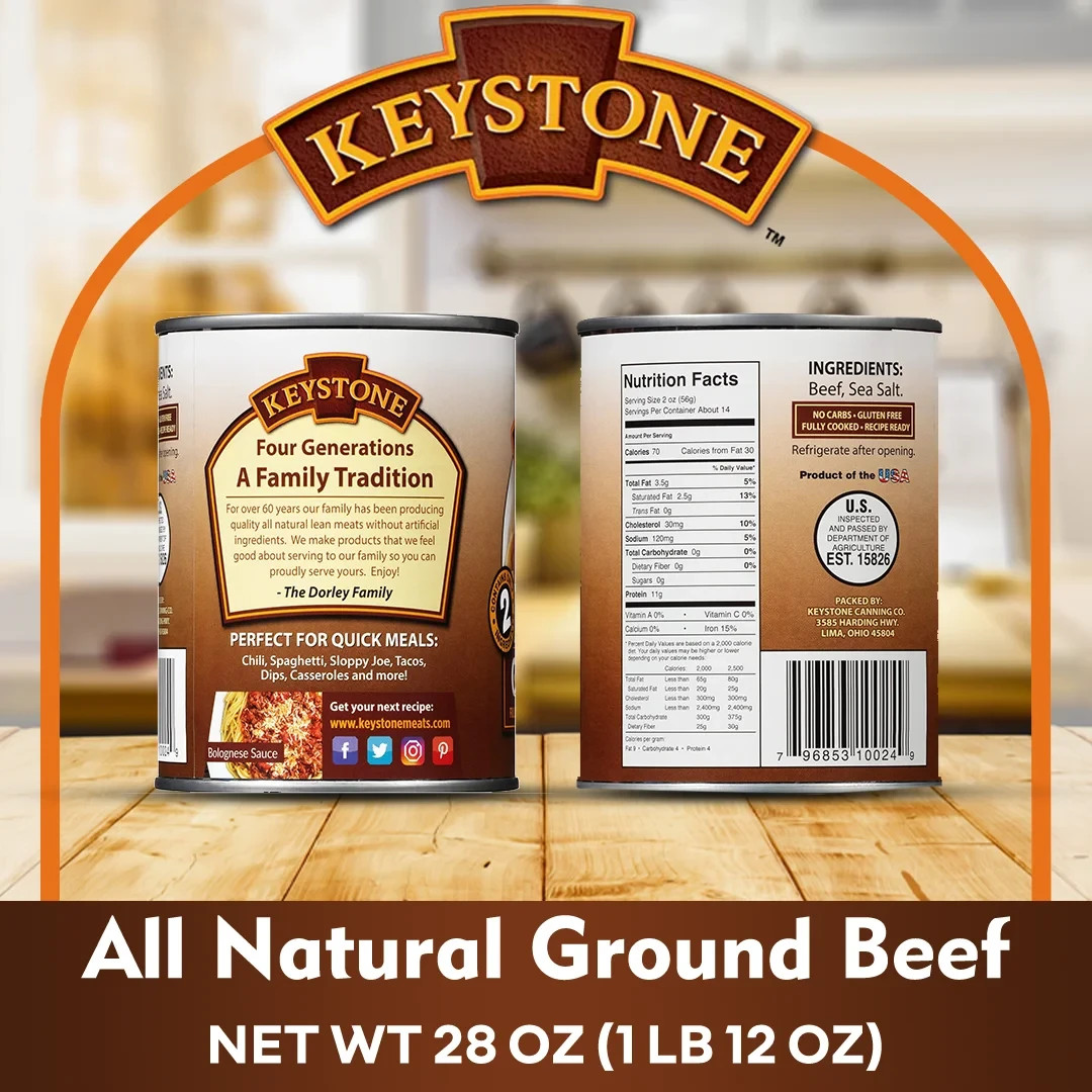 Keystone All natural Ground Beef 28 oz Can, Free Shipping
