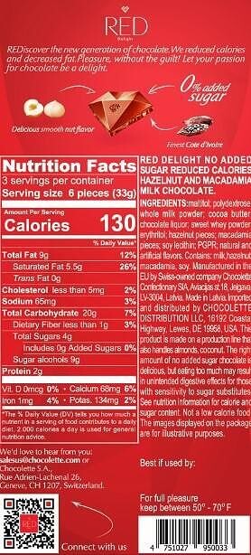 Milk chocolate with macadamia and hazelnut 100g 20 Pack Gluten free No Sugar