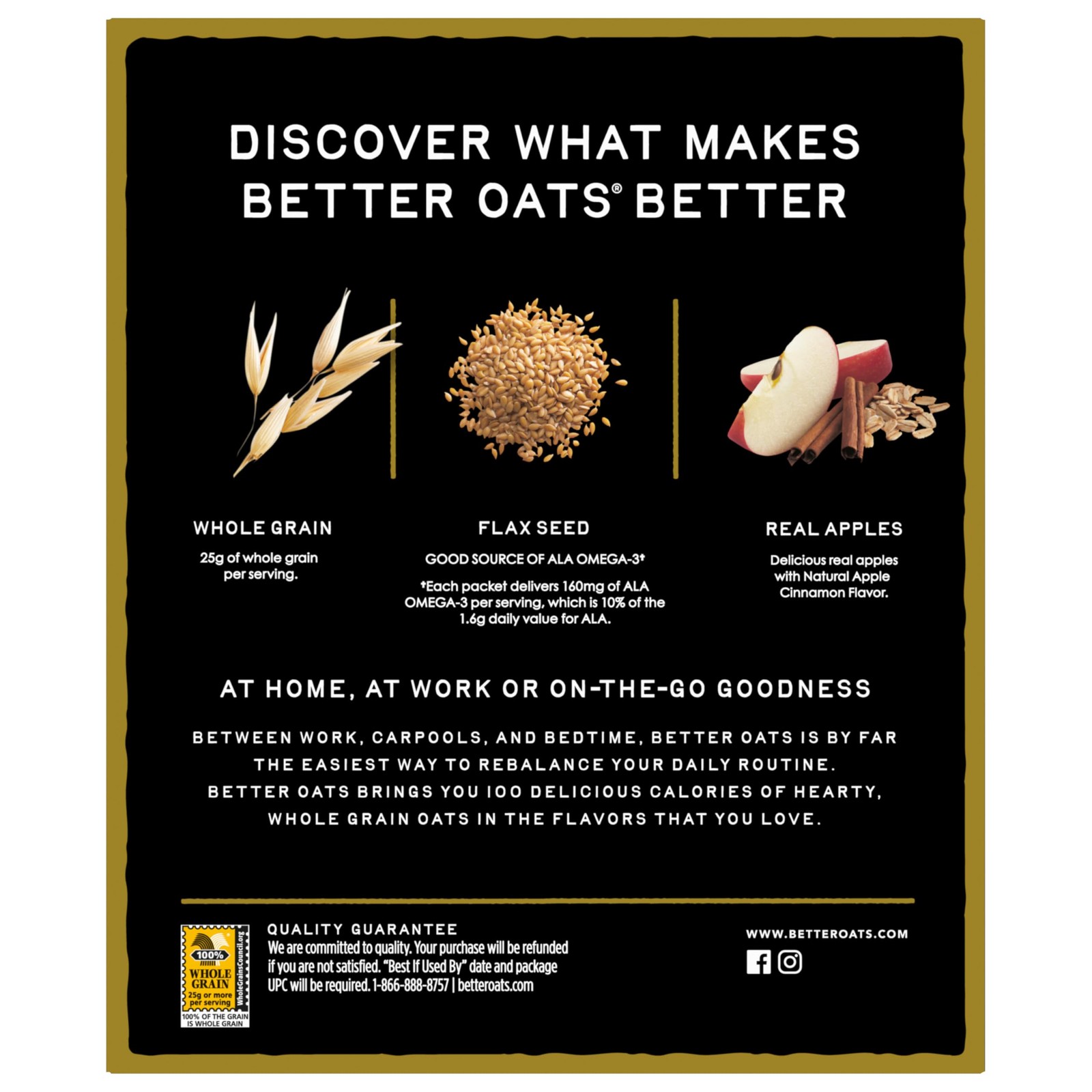 Better Oats 100 Calorie Apples and Cinnamon Oatmeal, 9.8 Ounce (Pack of 6)