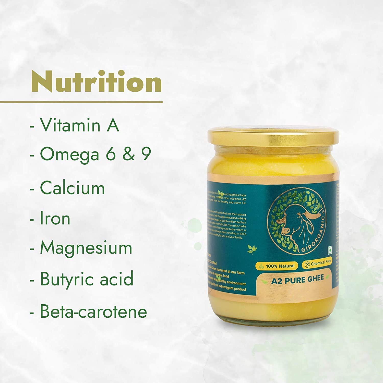 GirOrganic A2 Ghee Butter Organic Grass Fed | Healthy Butter Alternative A2 G…