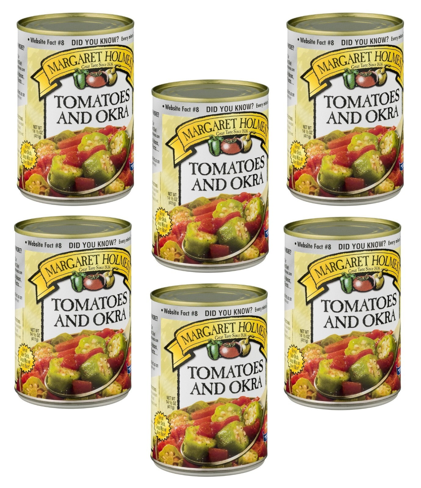 Margaret Holmes Tomatoes & Okra, Southern-Style Canned Vegetables 14.5 oz 6-Pack