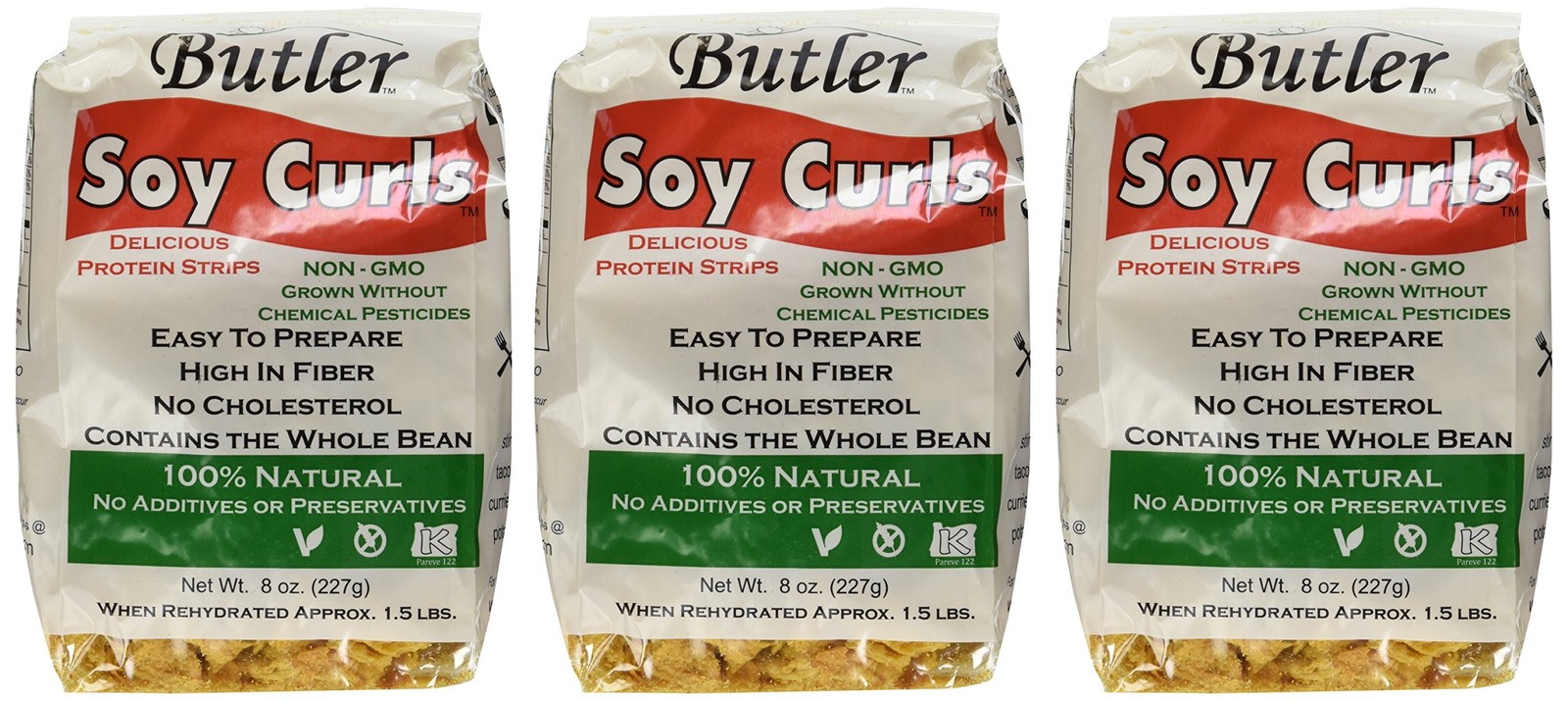 Soy Curls 8 oz Three Pack Vegan Protein Meat Alternative