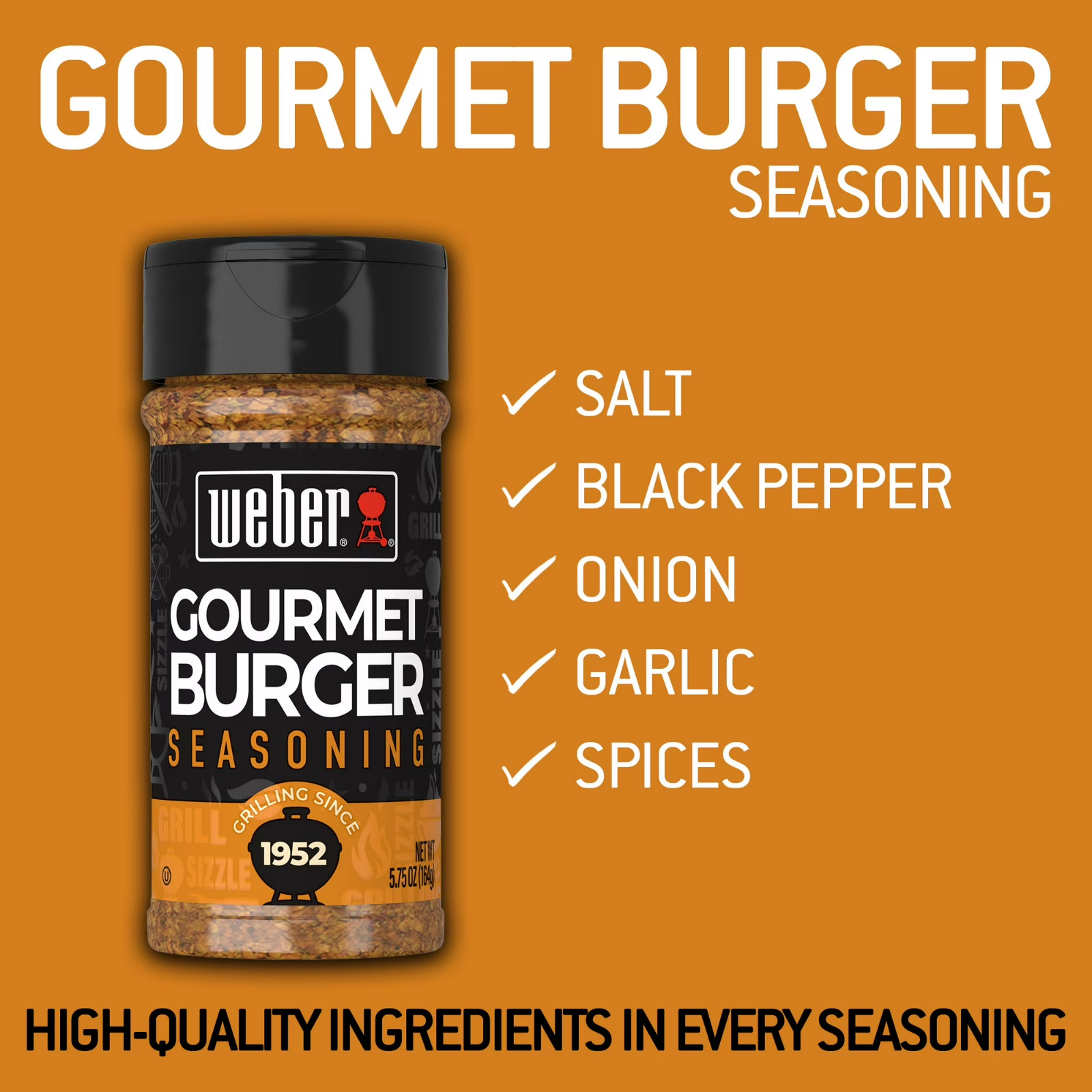 Weber Gourmet Burger Seasoning 5.75 Oz BBQ Grill Spice Rub Free Ship USA