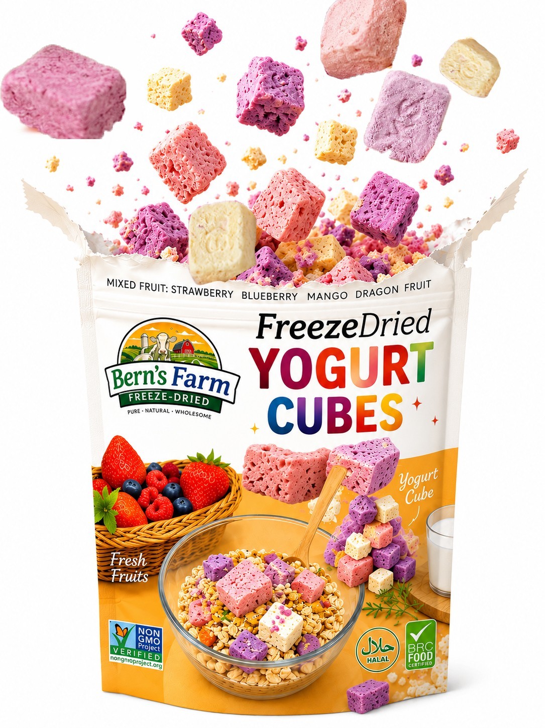 Freeze-Dried Yogurt Cubes Variety Pack Crunchy Snack | No Refrigeration Required
