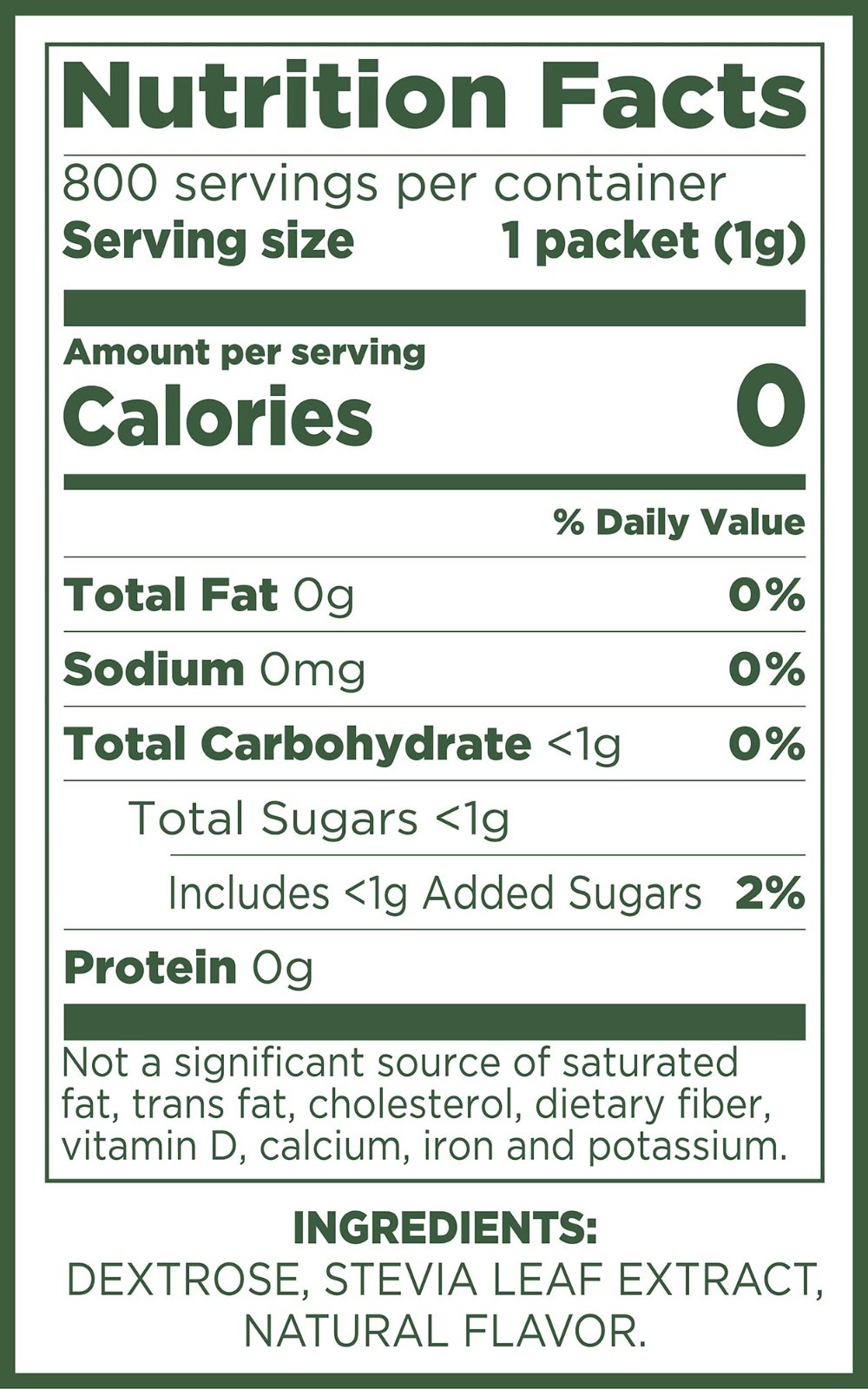 Natural Stevia Sweetener 28.2oz (800 Packets) – Zero Calorie, Sugar-Free, Keto F