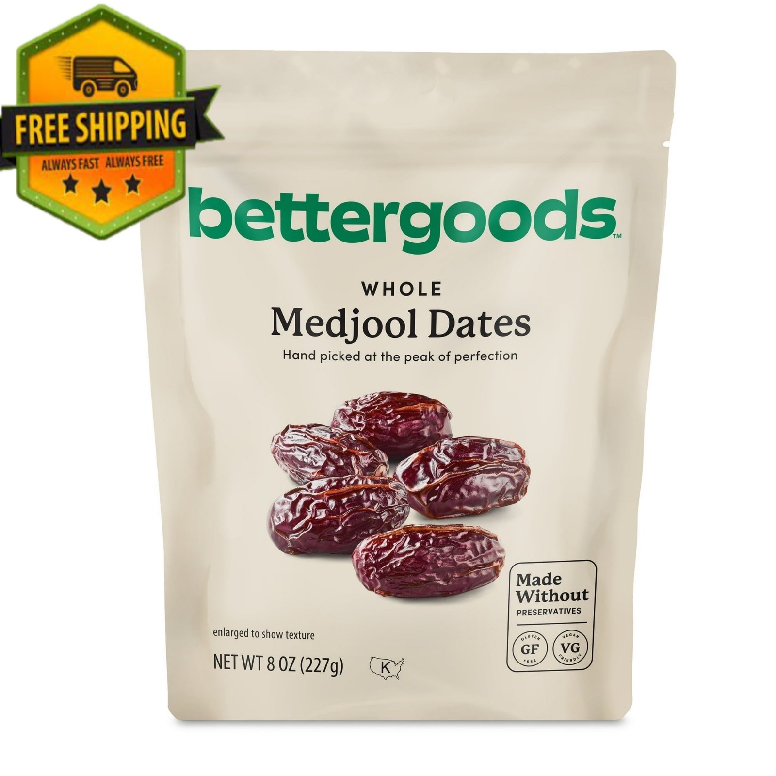 bettergoods Whole Medjool Dates Dried Fruit, 8-ounce bag