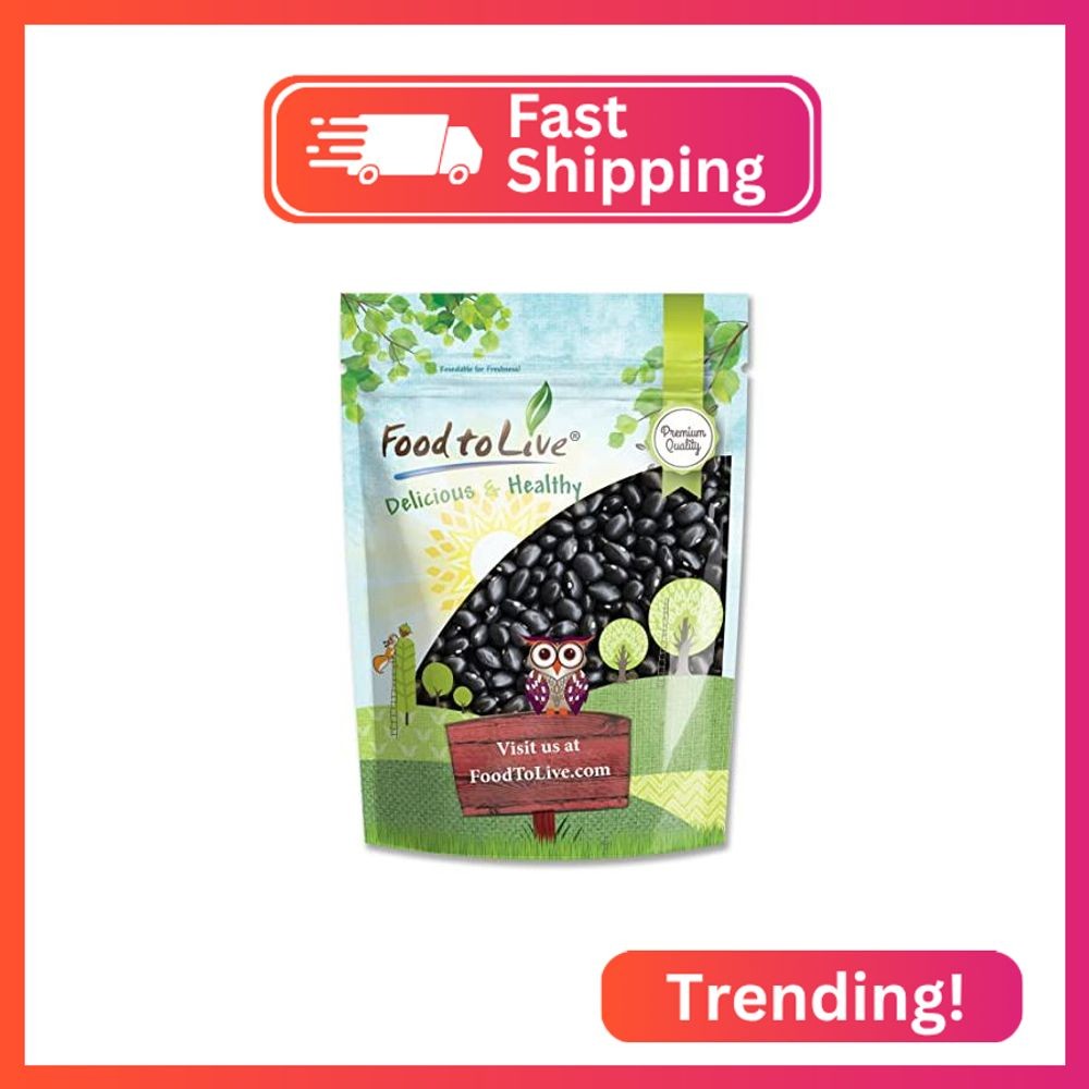 Food to Live – Black Turtle Beans, 1 Pound Whole Dried Beans, Sproutable, Vegan,
