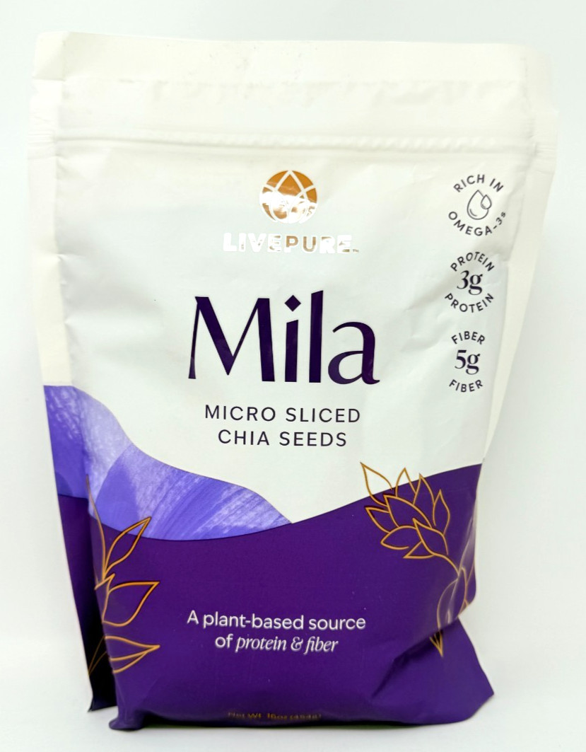 Live Pure Mila Micro Sliced Chia Seeds 16 oz – New/Sealed Exp 3/6/2028