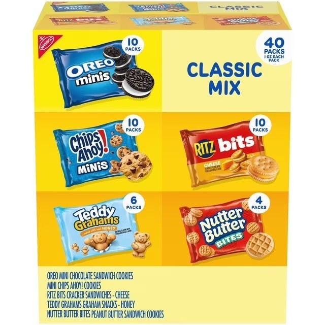 Nabisco Classic Mix Cookie & Cracker, Variety Pack 1oz Snack bags – 40 Pack