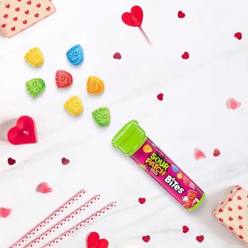 Soft & Chewy Valentine’s Day Candy – SOUR PATCH KIDS Bites, Bulk 12 Tubes, 1.8 o