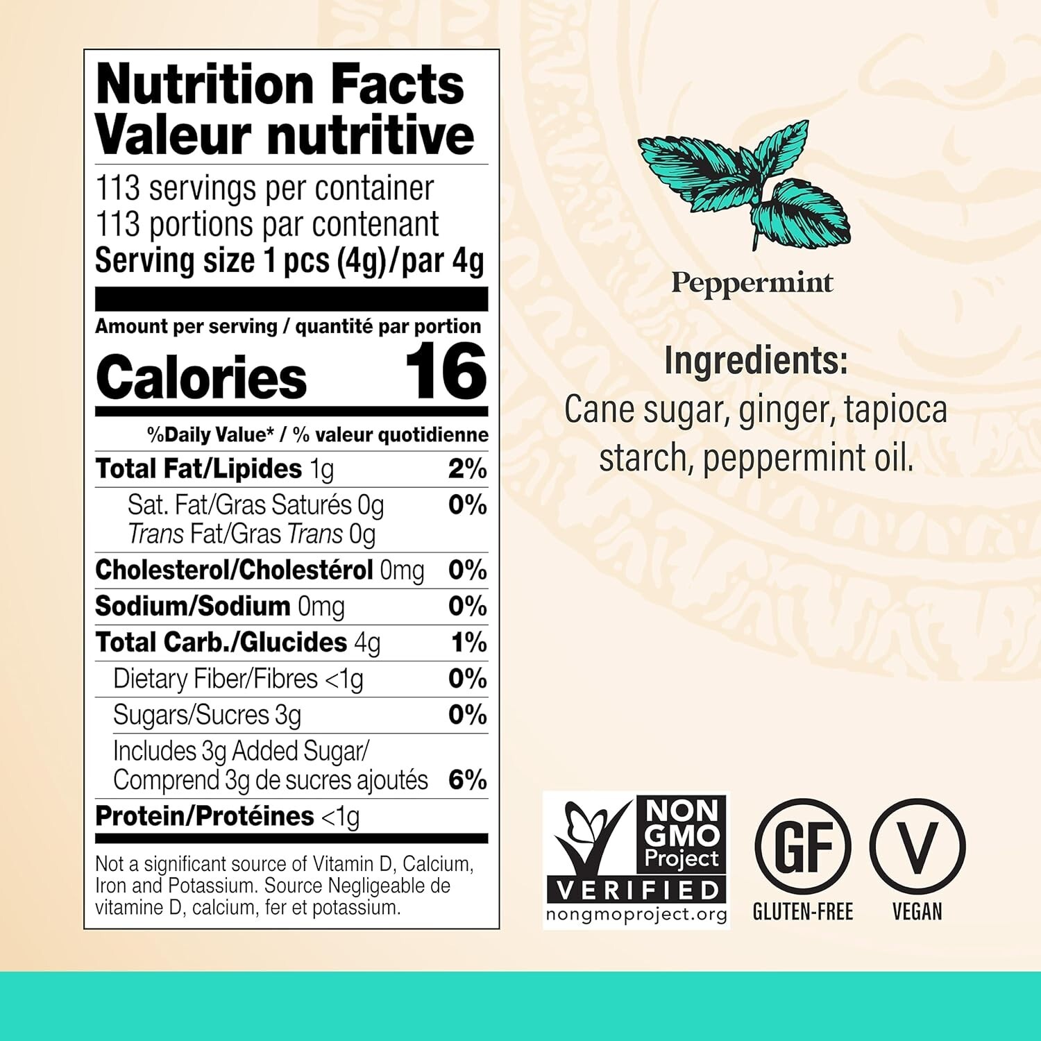 Chimes PEPPERMINT Ginger Chews with Individually Wrapped 16 Oz (Pack of 1)