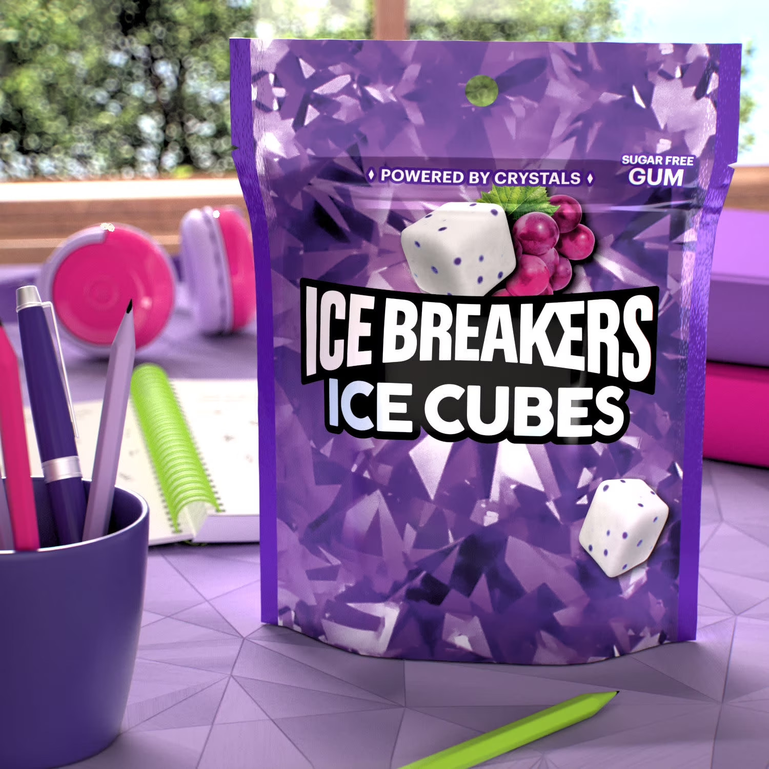(Pack of 2) Ice Breakers Ice Cubes Arctic Grape Sugar Free Gum 8.11 oz 200 pcs