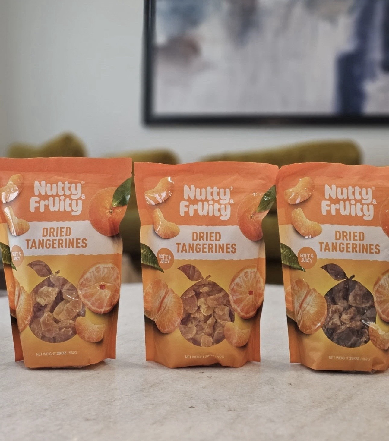 3-Pack Nutty & Fruity Soft & Juicy Dried Tangerines, 20 oz Each