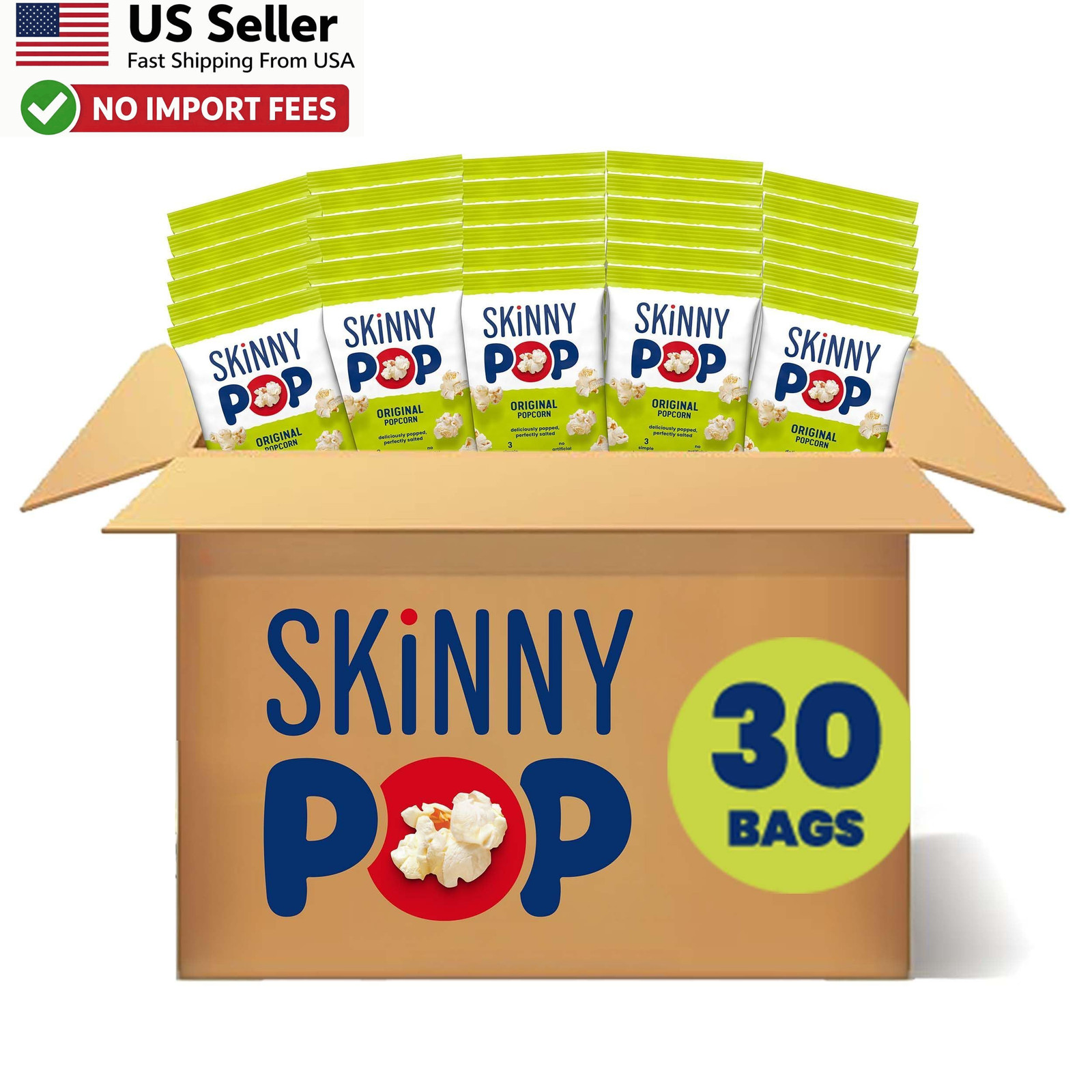 SkinnyPop Popcorn Original Whole Grain Dairy-Free 0.65oz Bags 30 Count – FROM US