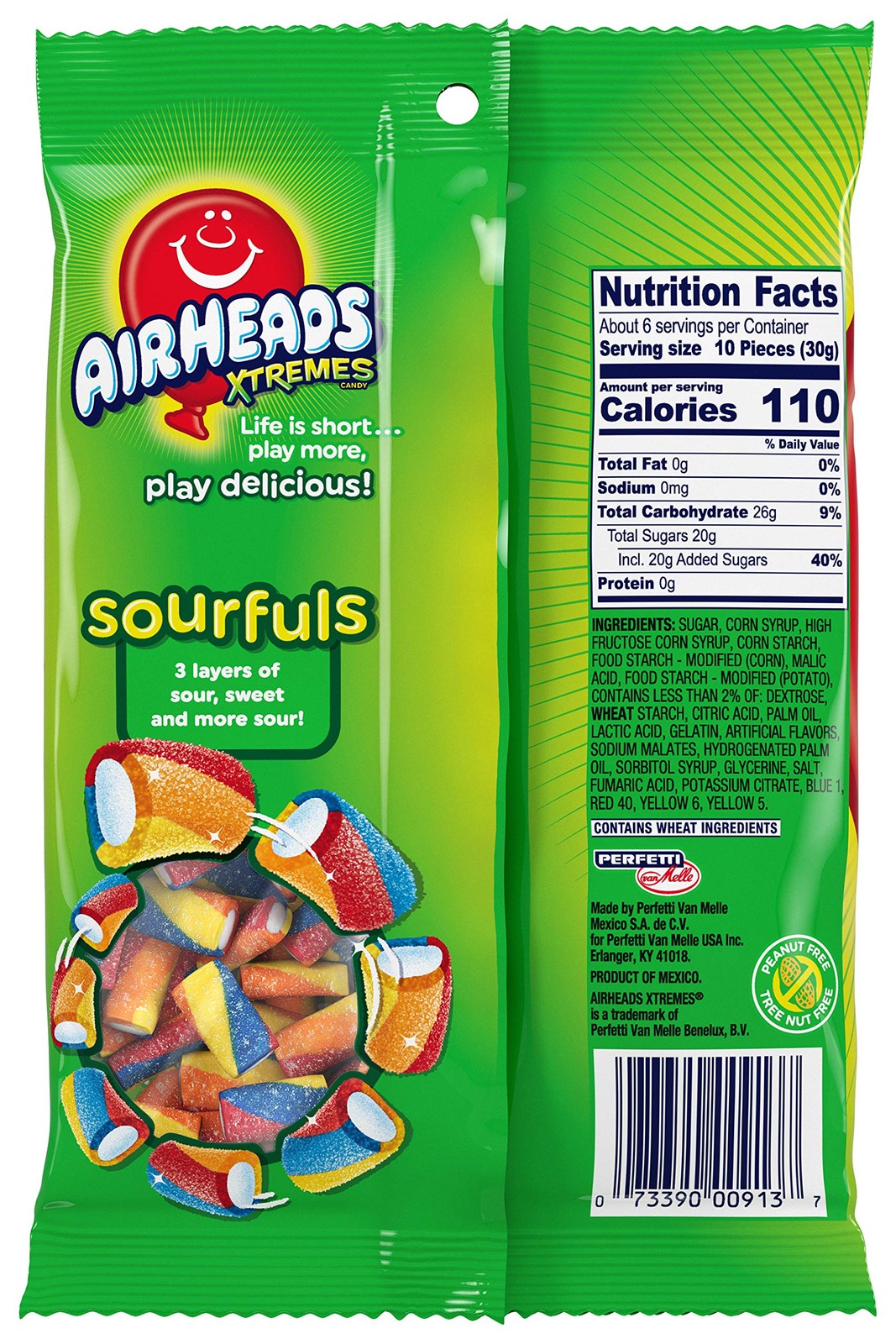 Candy, Xtremes Sourfuls Bag, Rainbow Berry, Non Melting, Bulk Party Bag, 6 oz (P