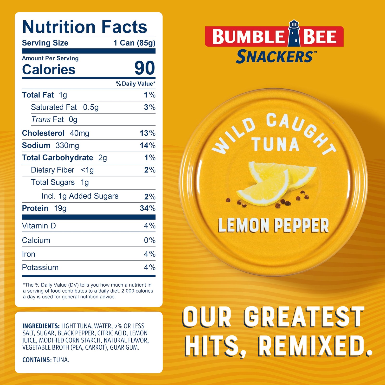 Bumble Bee Snackers Lemon Pepper 19g Protein per Serving No Draining, Ready…