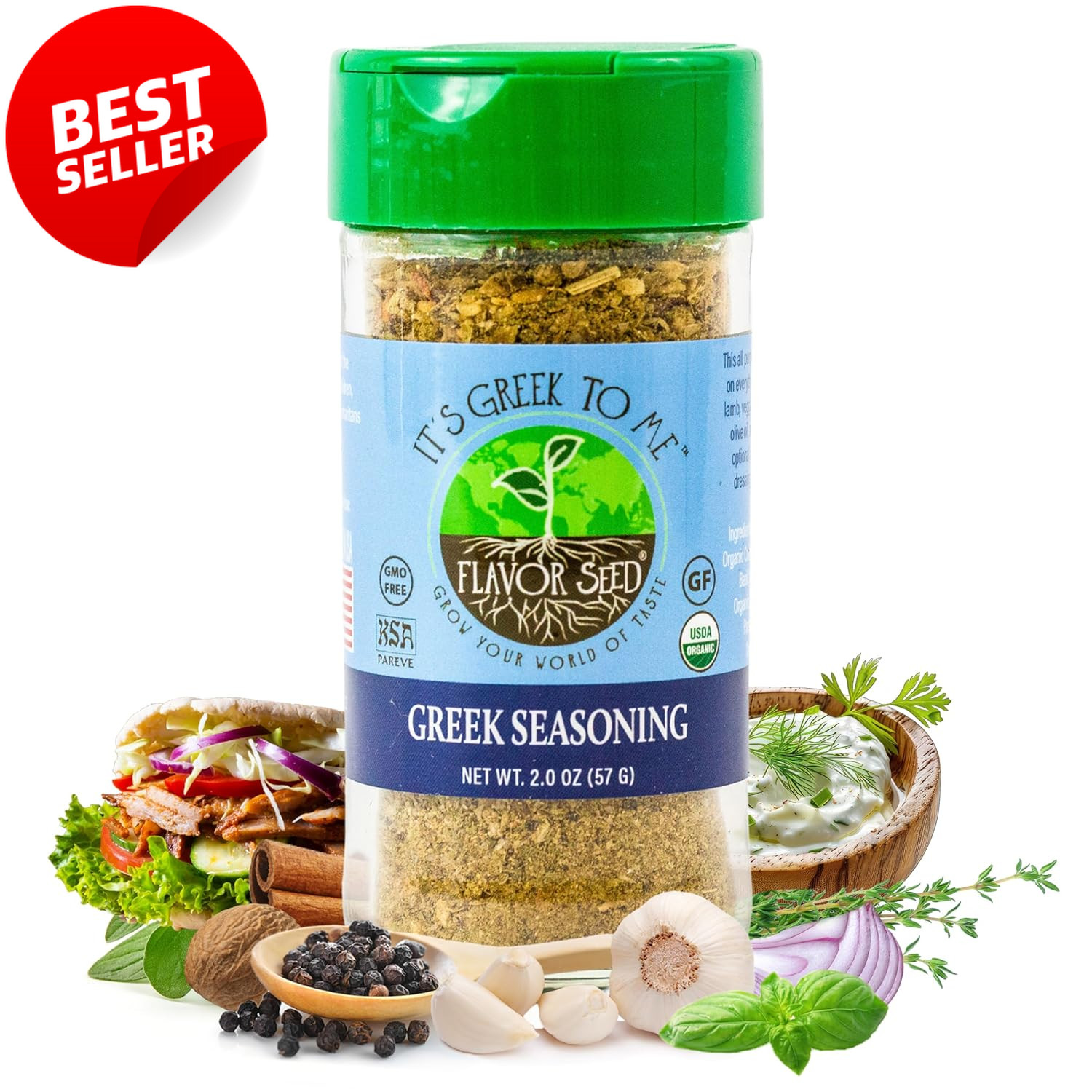 It’s Greek to Me Organic Greek Seasoning Blend Gyro Tzatziki Keto 2oz Jar – US