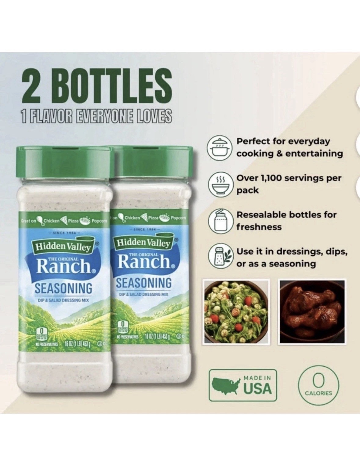 2 Pack – Hidden Valley Original Ranch Salad Dressing and Seasoning Mix (16 oz.)