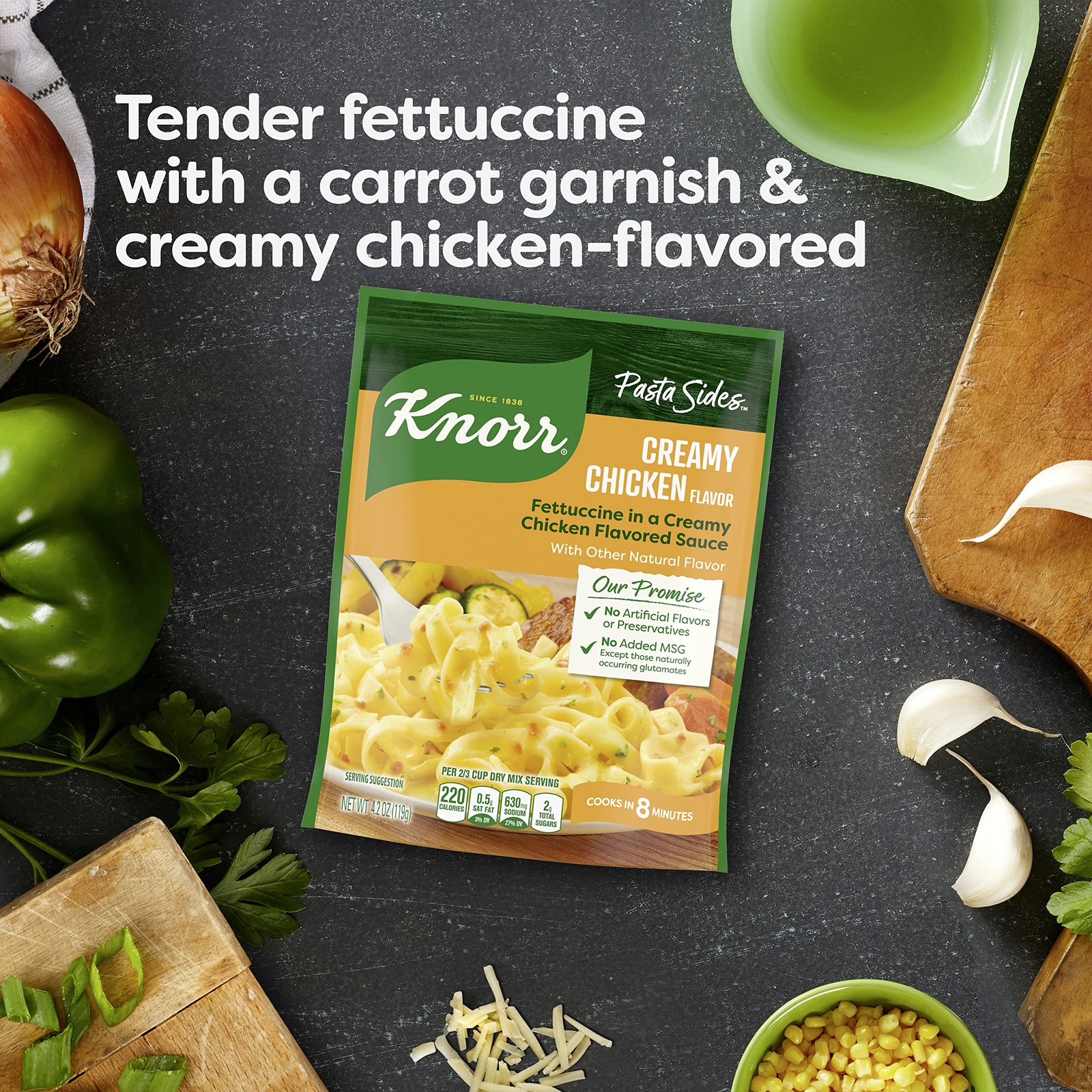 Knorr Pasta Side Dish, Creamy Chicken, No Added MSG, 4.2 oz Pack of 8